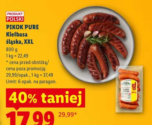 Kiełbasa śląska Pikok Pure promocja w Lidl