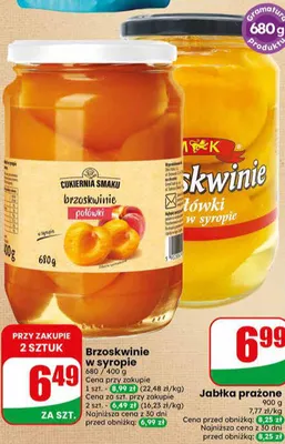 Brzoskwinie połówki w syropie Cukiernia Smaku promocja w Dino
