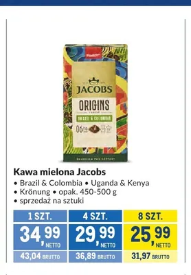 Kawa mielona Jacobs Origins Uganda & Kenya promocja w Makro