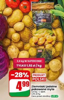 Ziemniaki jadalne pakowane myte promocja w Dino