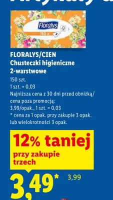 Chusteczki higieniczne 2-warstwowe Floralys Cien promocja w Lidl