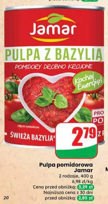Pulpa pomidorowa 2 rodzaje promocja w Dino