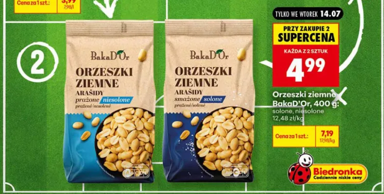 Orzeszki ziemne BakaD'Or prażone niesolone promocja w Biedronka