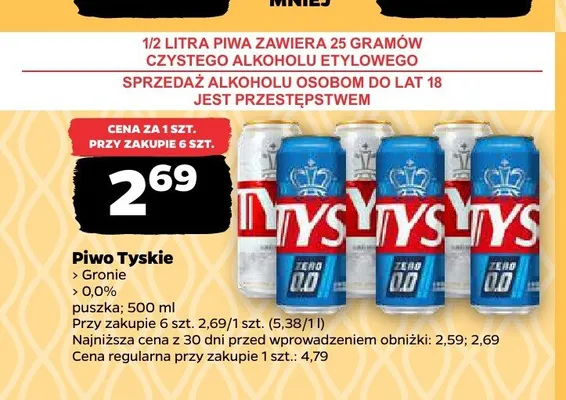 Piwo bezalkoholowe Tyskie Gronie promocja w Netto