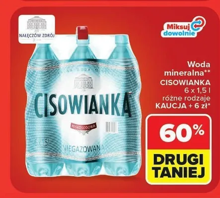 Woda mineralna Cisowianka niegazowana 6-pak promocja w Carrefour