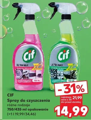 Spray do czyszczenia Cif Ultra Max promocja w Kaufland