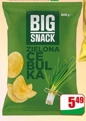 Chipsy zielona cebulka Big Snack promocja w Dino