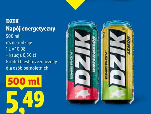Napój energetyczny Dzik Energy Watermelon promocja w Lidl