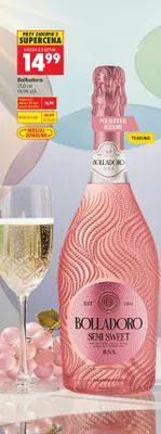 Wino musujące półsłodkie różowe B.S.S. promocja w Biedronka