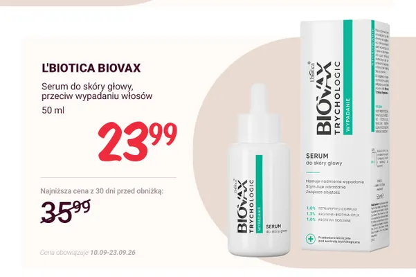Serum do skóry głowy przeciw wypadaniu włosów L'biotica Biovax promocja w Rossmann