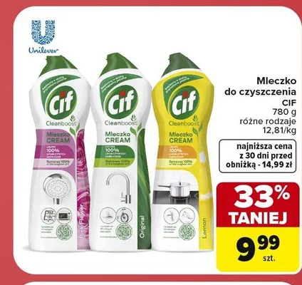 Mleczko do czyszczenia Cif Original promocja w Carrefour Market