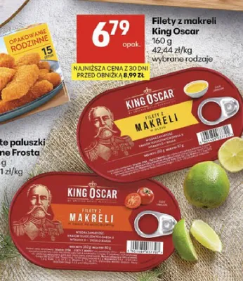 Filety z makreli w sosie pomidorowym King Oscar promocja w Delikatesy Centrum
