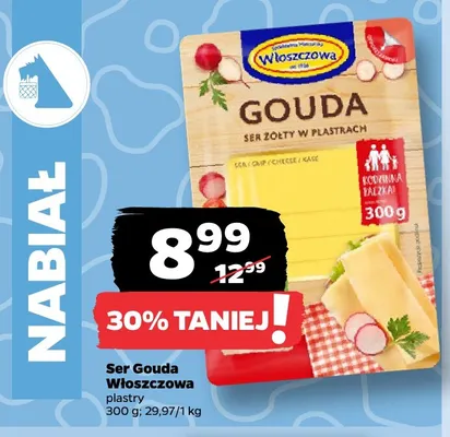 Ser gouda w plastrach Włoszczowa promocja w Netto