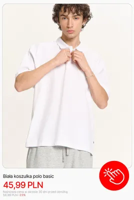 Koszulka polo basic biała Cropp promocja w Cropp