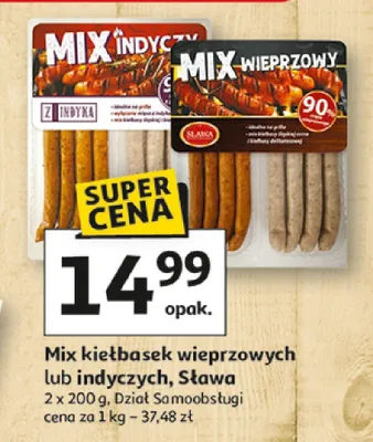 Mix kiełbasek wieprzowych Sława promocja w Auchan