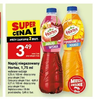 Napój niegazowany Hortex Pomarańcza Mango 1,75 l promocja w Twój Market