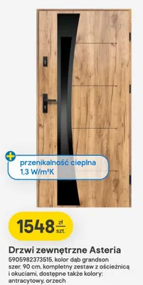 Drzwi zewnętrzne Asteria kolor dąb grandson szer. 90cm kompletny zestaw z ościeżnicą i okuciami promocja w Castorama