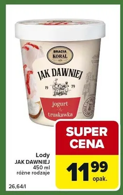 Lody jogurt truskawka promocja w Carrefour Express