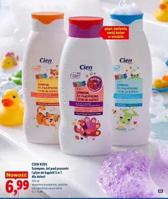 Szampon, żel pod prysznic i płyn do kąpieli 3 w 1 dla dzieci Cien Kids Aksamitna Brzoskwinia promocja w Lidl