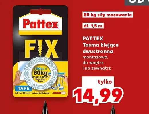 Taśma klejąca dwustronna montażowa do wnętrz i na zewnątrz Pattex promocja w Kaufland
