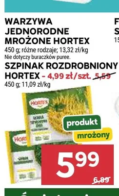 Szpinak rozdrobniony Hortex promocja w Stokrotka