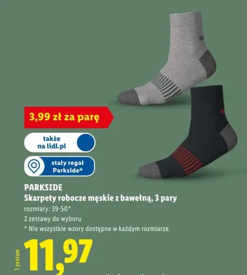 Skarpety robocze męskie z bawełną, 3 pary promocja w Lidl