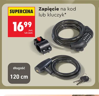 Zapięcie rowerowe na kluczyk 120 cm promocja w Biedronka