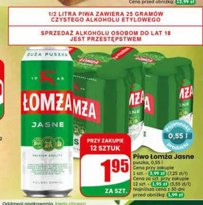Piwo Łomża Jasne promocja w Dino
