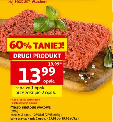 Mięso mielone wołowe Moj PRODUKT Auchan promocja w Auchan
