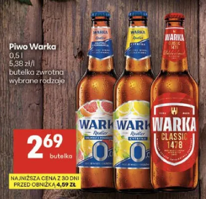 Piwo bezalkoholowe Warka Radler Grejpfrut z Pomarańczą 500 ml promocja w Delikatesy Centrum