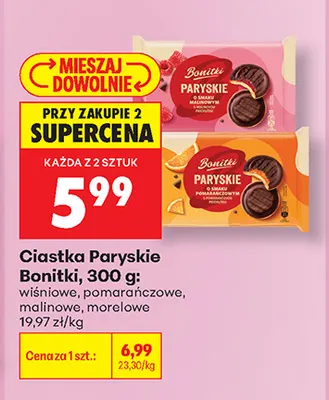 Ciastka Paryskie wiśniowe Bonitki promocja w Biedronka