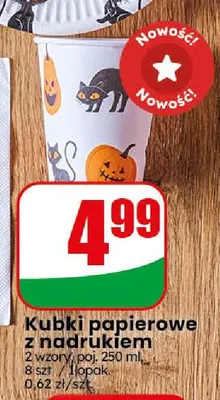 Kubki papierowe z nadrukiem 250 ml promocja w Dino