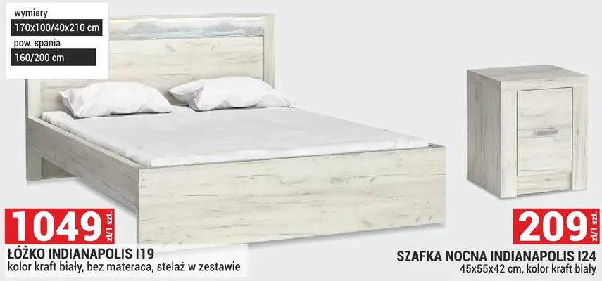 Szafka nocna Indianapolis I24 45x55x42 cm, kolor kraft biały promocja w Merkury Market
