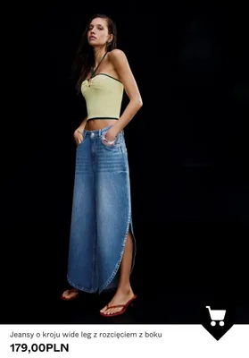 Jeansy o kroju wide leg z rozcięciem z boku promocja w Bershka