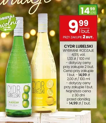 Cydr Lubelski Cytrynowy 4,5% vol. promocja w Twój Market