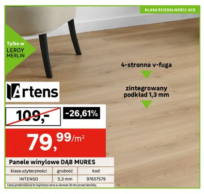 Panele winylowe Dąb Mures Artens promocja w Leroy Merlin