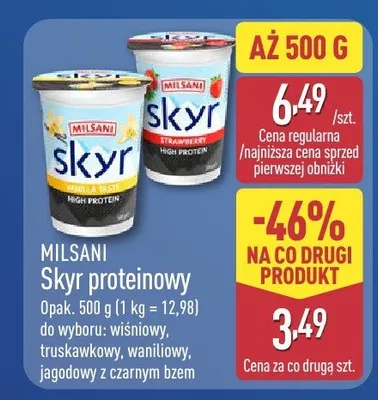 Jogurt proteinowy Skyr truskawkowy promocja w Aldi