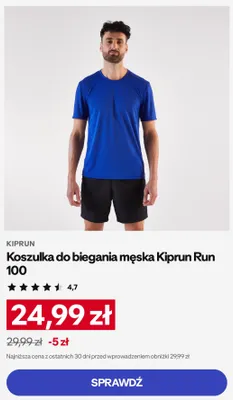 Koszulka do biegania męska Kiprun Run 100 promocja w Decathlon