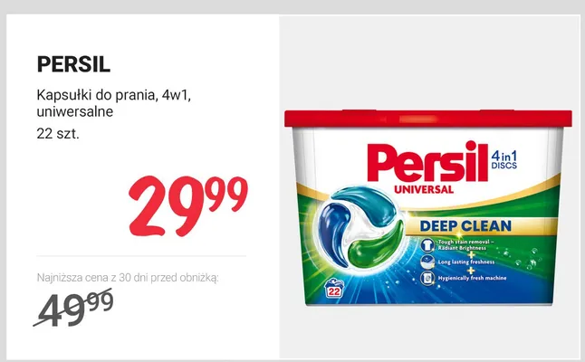 Kapsułki do prania PERSIL 4w1 uniwersalne promocja w Rossmann