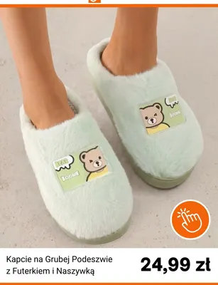 Kapcie na grubej podeszwie z futerkiem i naszywką born2be promocja w Born2be