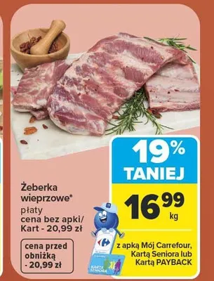 Żeberka wieprzowe płaty promocja w Carrefour Market