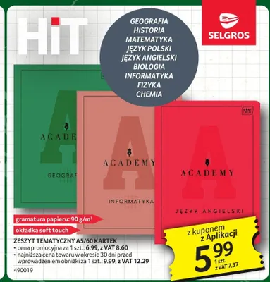 Zeszyt tematyczny A5 Academy Interdruk promocja w Selgros