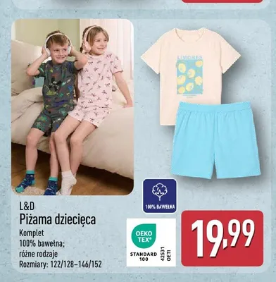 Piżama dziecięca L&D promocja w Aldi