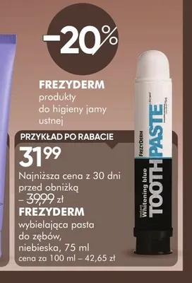 Wybielająca pasta do zębów niebieska Frezyderm promocja w Super-Pharm