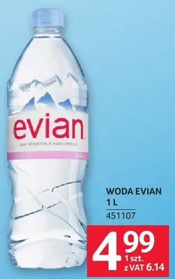 Woda Evian 1l promocja w Selgros