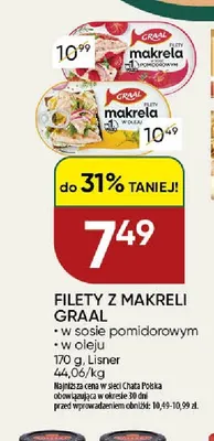 Filety z makreli w oleju Graal promocja w Chata Polska
