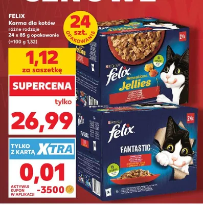 Karma dla kotów Felix Sensations Jellies 24-pak promocja w Kaufland