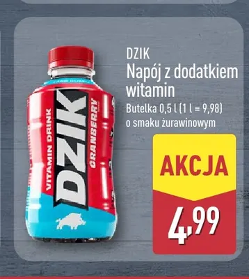 Napój z dodatkiem witamin Dzik o smaku żurawinowym promocja w Aldi