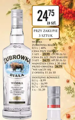 Wódka Żubrówka Biała 40% promocja w Dino