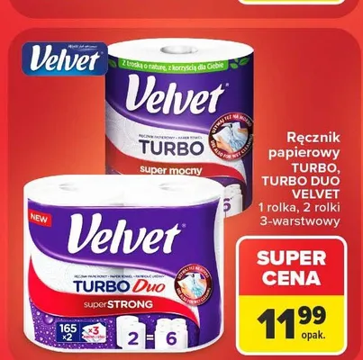 Ręcznik papierowy Velvet Turbo 1 rolka promocja w Carrefour